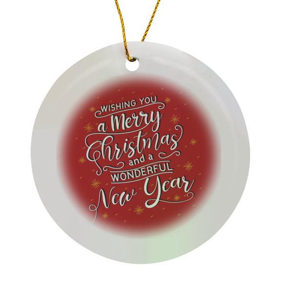 3drose, Wishing You a Merry Christmas and a Wonderful New Year, Circle Porcelain Ornament