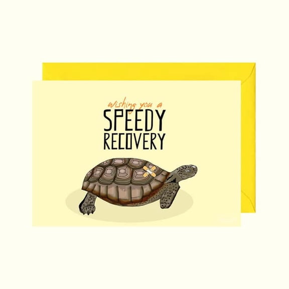 Wishing You a Speedy Recovery Card  Cute Turtle Illustration with Bandage  Blank Inside, Envelope Included  Perfect Get Well Soon Gift for Friends, Family, and Loved Ones