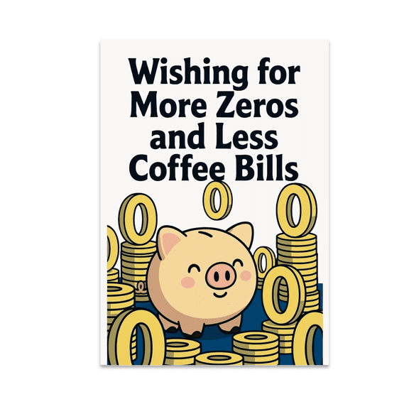 Wishing for More Zeros Less Coffee Bills - Finance Humor Enthusiast - 13x19 Poster Print