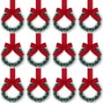 thumbnail image 1 of Wishrage 12PCS Christmas Kitchen Cabinet Wreaths with Ribbon 3.94 Inch Mini Christmas Wreath Small Kitchen Xmas Decor for Window Door, 1 of 6