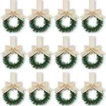 Wishrage 12PCS Christmas Kitchen Cabinet Wreaths with Ribbon Mini Christmas Wreath Small Kitchen Wreath Greenery Wreath for Window Door
