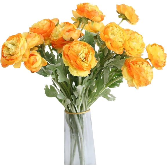 Wishrage 5PCS Artificial Ranunculus Flowers with Real Touch Stem Spray for Home Garden Decoration