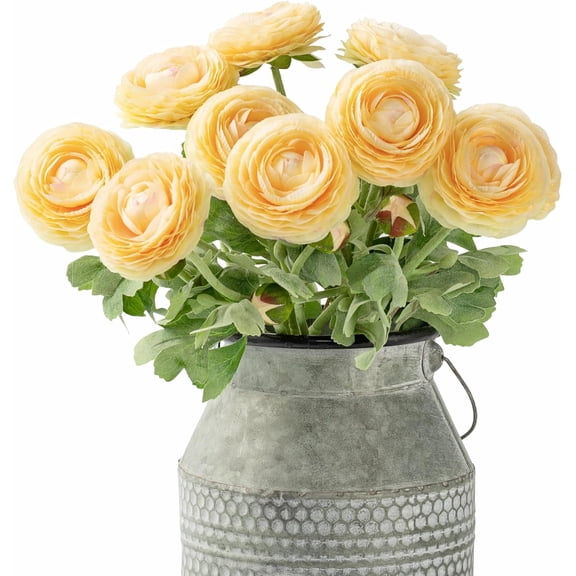 Wishrage 6PCS Artificial Ranunculus Flowers with Real Touch Stem Silk Ranunculus Flowers for Household Arrangement