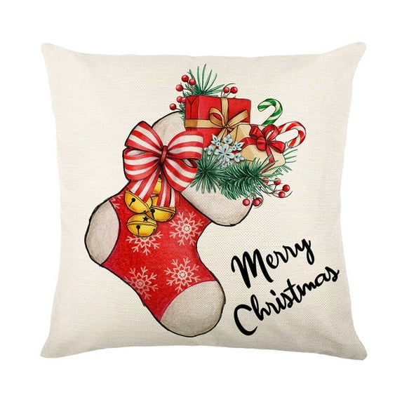 Wishrage Christmas Tree Gnome Decorative Throw Pillow Covers 18x18, Christmas Present Gifts Red Green Polka Dots Porch Outdoor Home Decor, Bells Holly Berry Winter Holiday Party Cushion Case
