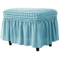 thumbnail image 1 of Wishrage High Stretch Seersucker Fabric Ottoman Slipcovers Rectangle Footstool Cover with Skirt Modern Furniture Protector for Home Decor Bedroom Living Room Balcony, 1 of 2