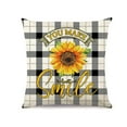 thumbnail image 1 of Wishrage Sunflower Pillow Cover 18x18'' Black Yellow Decorative Throw Pillow Case, Outdoor Sofa Couch Blue Buffalo Plaid Linen Farmhouse Sunflower Home Decor for Summer Fall Spring, 1 of 5