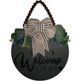 thumbnail image 1 of Wishrage Welcome Sign for Front Door Farmhouse Porch Décor Wooden Hanging Sign with Artificial Leaves and Rustic Beads 12" Round, 1 of 4