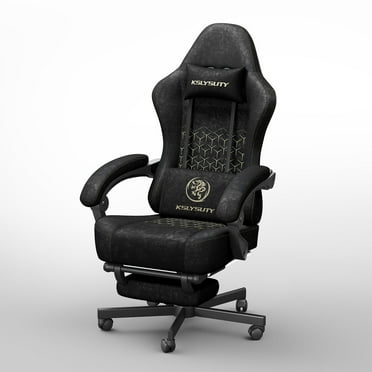 Wismestr Gaming Chair with Pocket, Wide and High Ergonomic Leather Office Chair with Headrest, Computer Gaming Chair with Footrest, Black