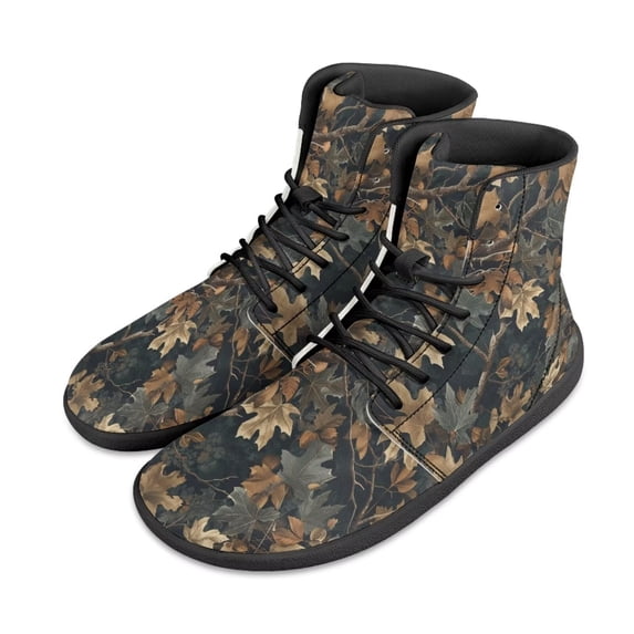 Wismoutput Branch and Leaves Printed Shoes High-top Minimalist Barefoot Shoes for Men and Boys Size 5.5-14