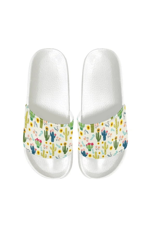 Cactus Slide Sandals for Girls Ladies Summer Lightweight Comfortable Anti-Slip Flip-Flops Size 6-13.5