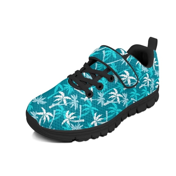Wismoutput Coconut Tree Blue Single Buckle Sneakers for Kids Boys Easy to Wear Comfortable Lightweight Sports Shoes Size 11-15