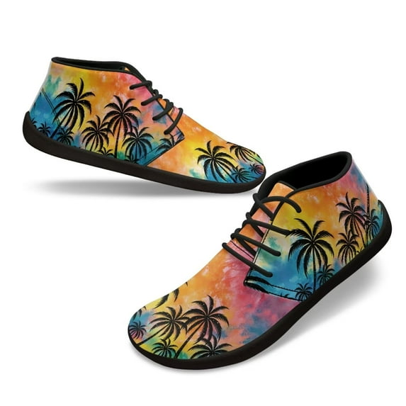Wismoutput Coconut Tree Printed Sneakers for Men Boys Light Comfortable Wear-Resistant Barefoot Shoes Size 5.5-14