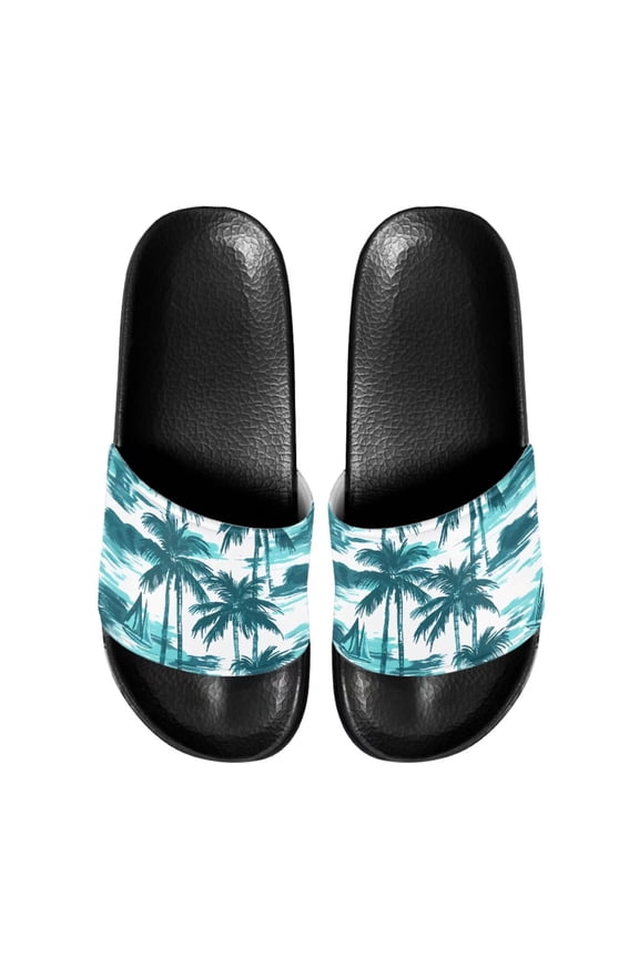 Coconut Tree Slip-on Slide Sandals for Women Girls Summer Outdoor Anti-Slip Lightweight Comfortable Sandals Size 6-13.5