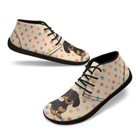 Wismoutput Dachshund Print Barefoot Sneakers for Men Boy Students Minimalist Comfortable Casual Shoes Size 5.5-14