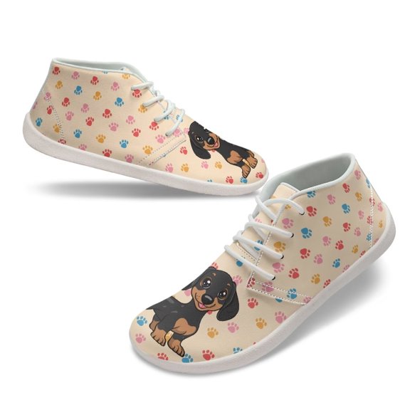 Wismoutput Dachshund Print Barefoot Sneakers for Men Boy Students Minimalist Comfortable Casual Shoes Size 5.5-14