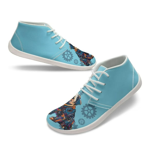 Wismoutput Dog Blue Sneakers for Men Boys Comfortable Durable Minimalist Barefoot Shoes Wide Width Size 5.5-14
