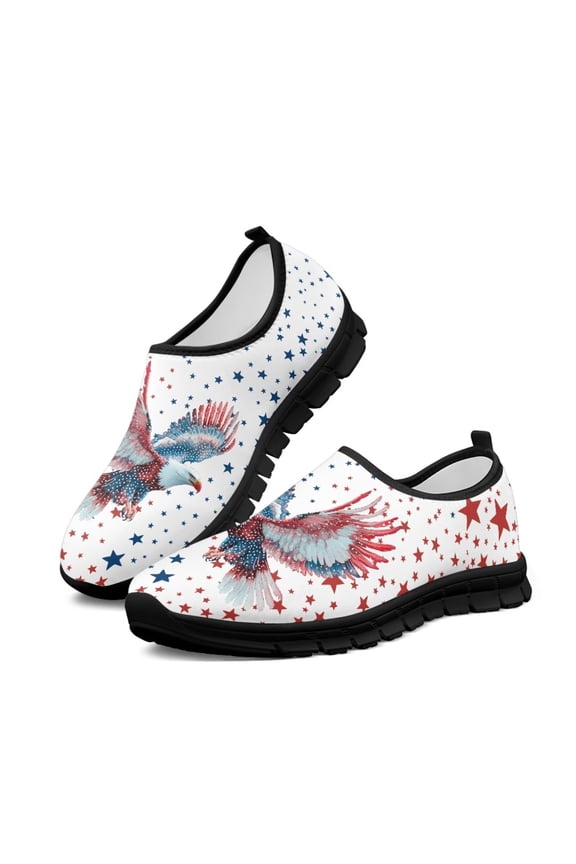 Eagle and Stars Printed Shoes for Women Breathable Skin-Friendly Walking Shoes Loafers Size 5.5-11.5