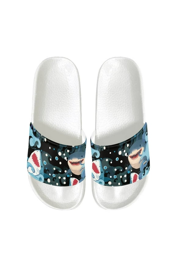Fashion Shark Printed Slide Sandals PU Upper Easy to Clean and Maintain Anti-Slip Durable Size 5-14