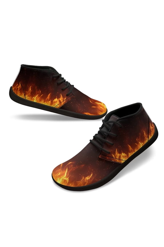 Flame Printed Sneakers Barefoot Shoes for Boy Students Skin-Friendly Men's Walking Shoes Size 5.5-14