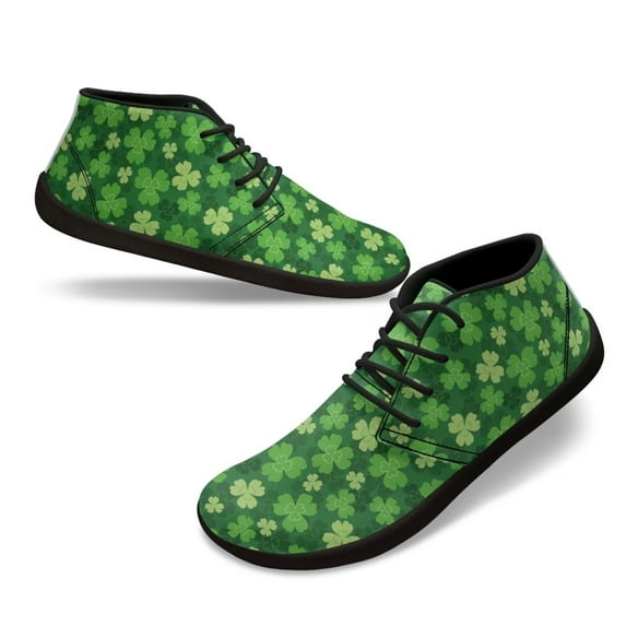 Wismoutput Four Leaf Clovers Sneakers Barefoot Shoes for Men Walking Shoes for St.Patrick's Day Size 5.5-14