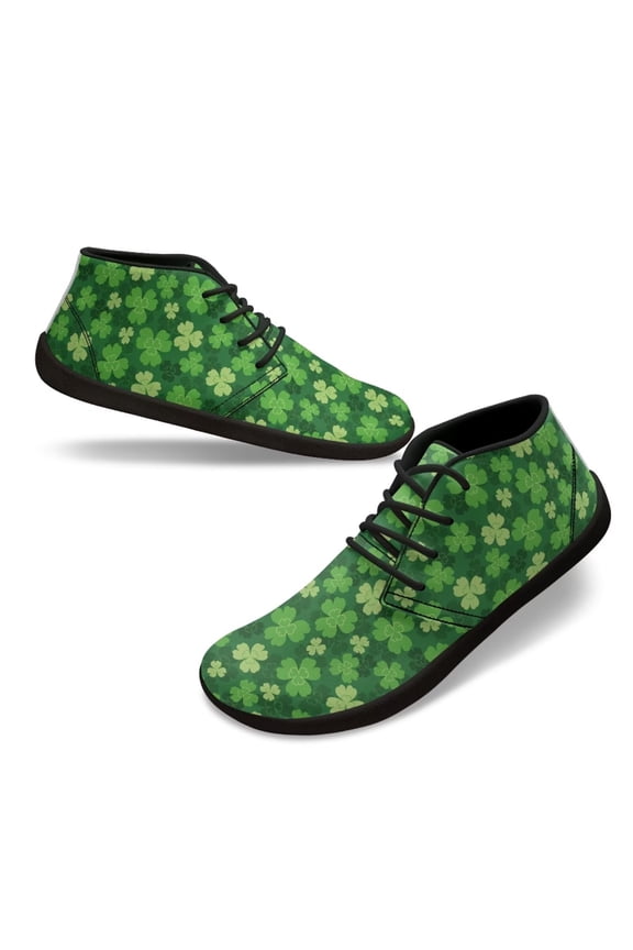 Four Leaf Clovers Sneakers Barefoot Shoes for Men Walking Shoes for St.Patrick's Day Size 5.5-14