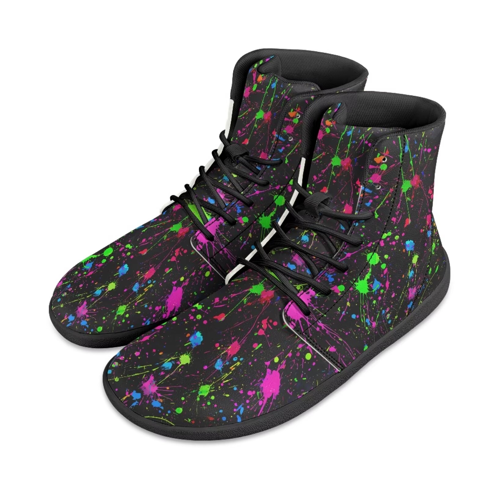 Wismoutput Graffiti Barefoot Shoes For Big Boys Men High-top Minimalist 