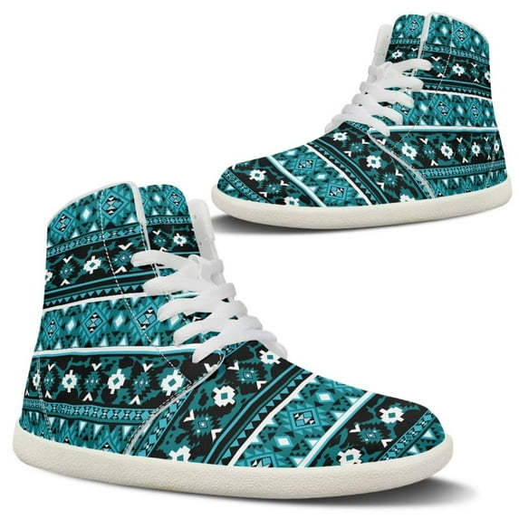 Wismoutput High-top Barefoot Shoes with Tribal Stripes Men's Casual Tennis Walking Shoes Wide Toe Box Zero Drop Sneakers