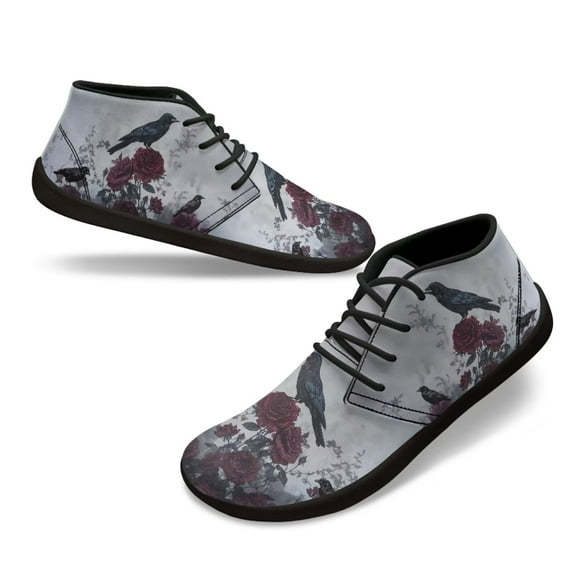 Wismoutput Rose and Bird Sneakers for Men Boys Non Slip Breathable Comfortable Minimalist Barefoot Shoes Size 5.5-14