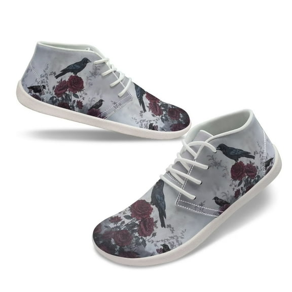Wismoutput Rose and Bird Sneakers for Men Boys Non Slip Breathable Comfortable Minimalist Barefoot Shoes Size 5.5-14