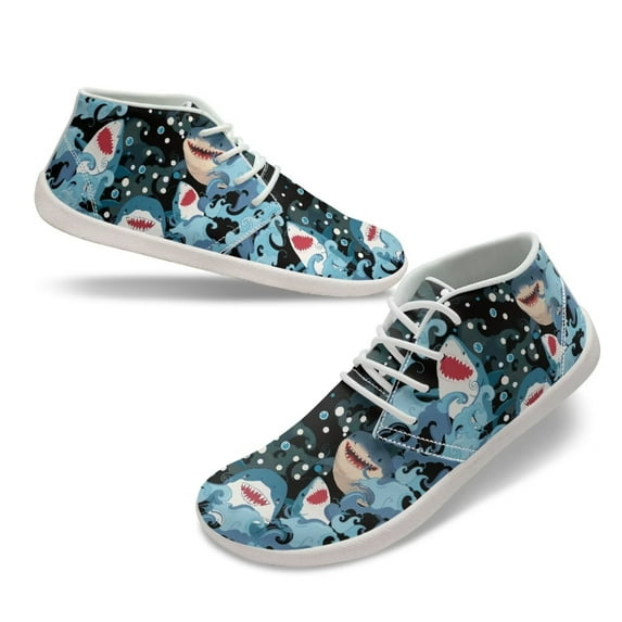 Wismoutput Shark Printed Sneakers for Men Boys Breathable Comfortable Minimalist Barefoot Shoes Size 5.5-14