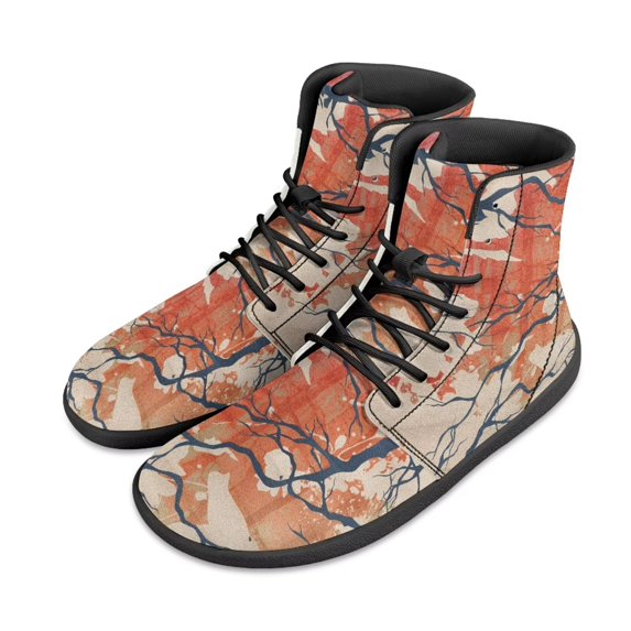 Wismoutput Tree Branch Print Barefoot Shoes Comfortable High Top Casual Shoes for Men Boys Wide Width Size 5.5-14
