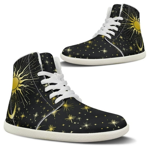 Wismoutput Wide Barefoot Shoes Men's High-top Casual Tennis Shoes Fashionable Print Shoes for Students Adults