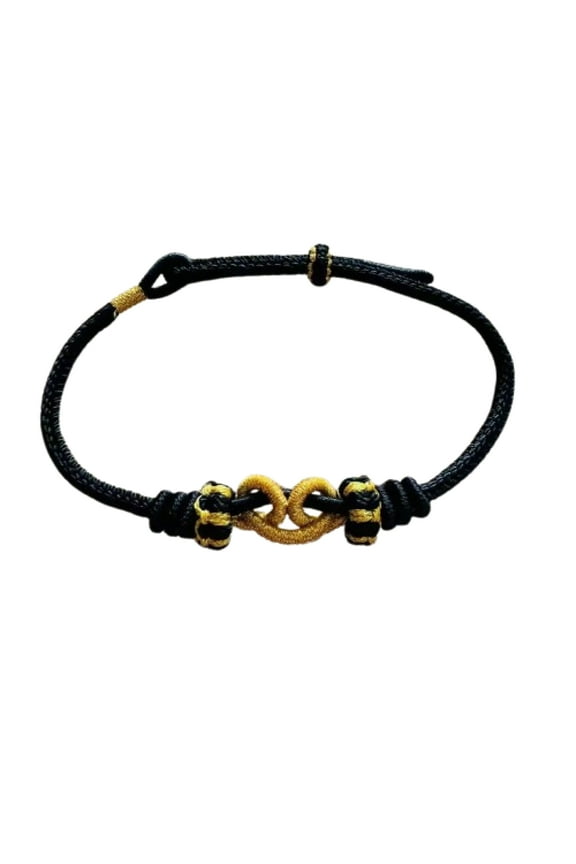 Black Myth Wukong Woven Bracelet - Black, Handmade, for Couples & Men.