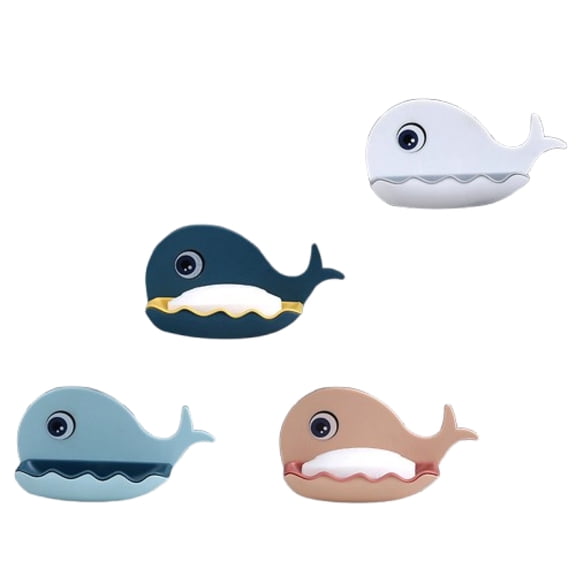 Wisolt Whale-Shaped Soap Holder, No-Drilling, Bathroom & Kitchen Versatile Use