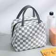 thumbnail image 1 of Wisolt Women's Lunch Bag,Stain Resistant,Reusable,Nylon,Gray Checkered (9 x 5.5 x 7.7 inch), 1 of 7