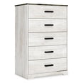 thumbnail image 1 of Wisp 46 Inch Tall Dresser Chest, 5 Drawers, Rustic Smooth White Finish, 1 of 5