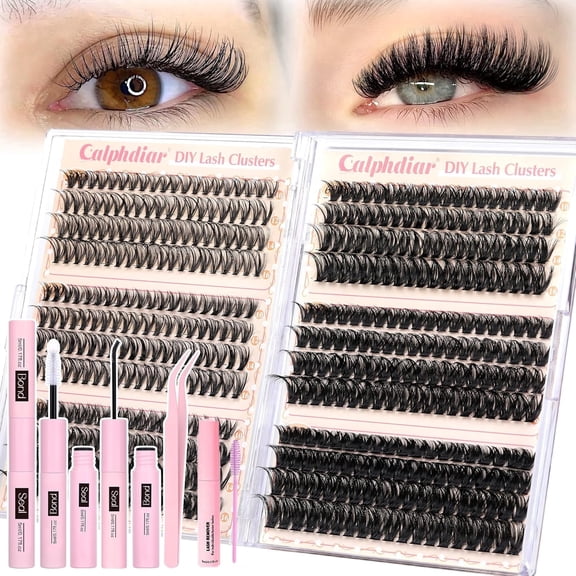 Wispy Individual Cluster Lash Kit 200+ pcs Mixed 1018mm Eyelash Clusters, Soft Lightweight Reusable False Lashes with Adhesive & Tweezers, Natural Volume Makeup Accessory