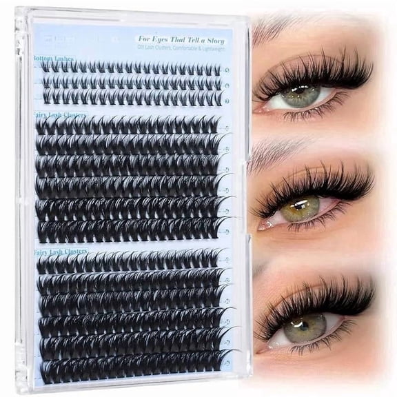 Wispy Lash Clusters with Bottom Lashes Fairy Eyelash Clusters 300Pcs Spiky Cluster Eyelash Extensions C Curved Cluster Lashes with Bottom Lash Clusters Individual Lashes by AStarry
