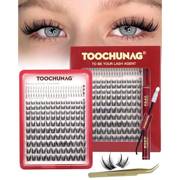 Wispy Lash Clusters Kit 8-18mm DIY Lash Extension Kit Clear Band Eyelashes Clusters with Bottom Lashes Individual Manga Cluster Eyelash Extensions Kit with Lash Bond and Seal,Tweezers