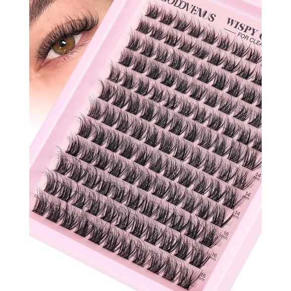 Wispy Lash Clusters Natural Eyelashes Cluster Fluffy Lashes Clusters CD Curl Cluster Eyelash Extensions DIY Individual Lashes Extension (10-16mm 132pcs)