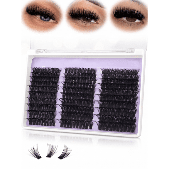 Volume Lash Clusters 60D80D100D Eyelash Clusters Full Thick Cluster Eyelash Extensions D Curvature 10-18mm Individual Lashes Mega Volume Cluster Lashes DIY Lash Extensions at Home
