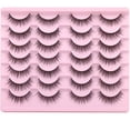 thumbnail image 1 of Wispy Lashes 12mm False Eyelashes Natural Look Short Faux Mink Eyelashes Wispies Ripple Strip Lashes Pack, 14 Pairs, 1 of 10