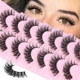 thumbnail image 1 of Wispy Lashes False Eyelashes Clear Band Cat Eye Lashes Natural Look 15MM Fake Eyelashes Pack Pestañas Postizas Naturales Wispy D Curvature Lashes, 7 Pairs, 1 of 14
