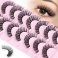 thumbnail image 1 of Wispy Lashes False Eyelashes Clear Band Cat Eye Lashes Natural Look 15MM Fake Eyelashes Pack Pestañas Postizas Naturales Wispy D Curvature Lashes, 7 Pairs, 1 of 14