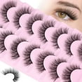 thumbnail image 1 of Wispy Lashes False Eyelashes Clear Band Cat Eye Lashes Natural Look 15MM Fake Eyelashes Pack Pestañas Postizas Naturales Wispy D Curvature Lashes, 7 Pairs, 1 of 15