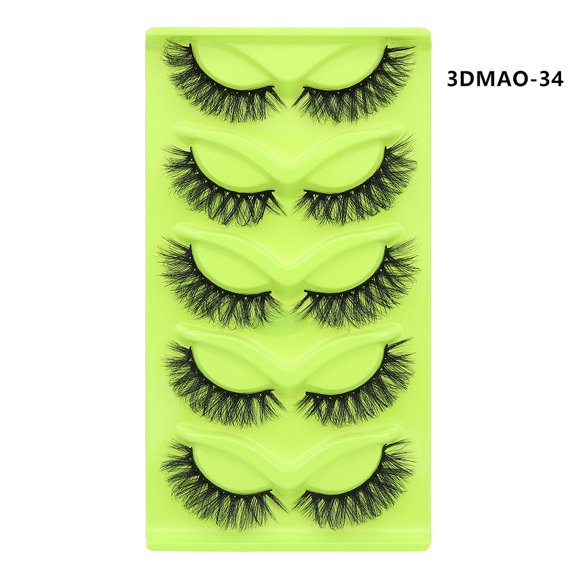 Wispy Lashes Natural Eyelashes Fluffy Lash Strips Doll Eye Lashes Pack Natural Look Thick Volume Wispies Pestañas Postizas Naturales Set with Soft Band