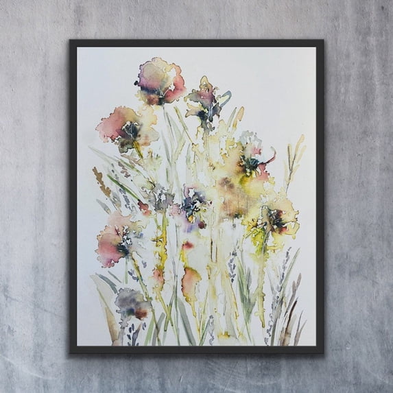 Botanical Flower Graphics Wispy Wildfower Boho Florals Wall Art Prints, Trio Of Wildflowers ...