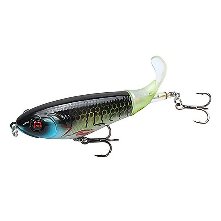 Wisremt Fishing Lure Whopper Popper Topwater Artificial Hard Bait 3D Eyes  Plopper With Soft Rotating Tail Fishing Tackle