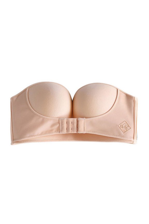 Front Closure Adjustable Women Padded Bra Gather Strapless Bra Super Push Up Invisible Bra