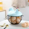 thumbnail image 1 of Wisremt Hen Shaped Metal Fruit Vegetable Storage Bowls Kitchen Eggs Baskets Holder With Lid Decoration Kitchen Accessories, 1 of 6